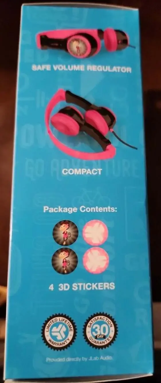 JLab JBuddies Folding Kids‎ Headphones Pink/Black for Ages 2-8